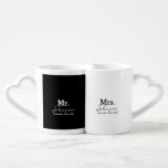 Stylish Mr. & Mrs. Custom Name Coffe Mug Set<br><div class="desc">Stylish Mr. & Mrs. Custom Name Coffe Mug Set.
The perfect gift for any couple. The modern,  minimalist design features a stylish typography script "Mr." and ''Mrs.'' and a custom text,  that can be personalized with the newlywed couple's married last name and wedding date.</div>