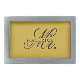 Stylish Mr. & Name Text Stylish Rectangle Belt Buckle