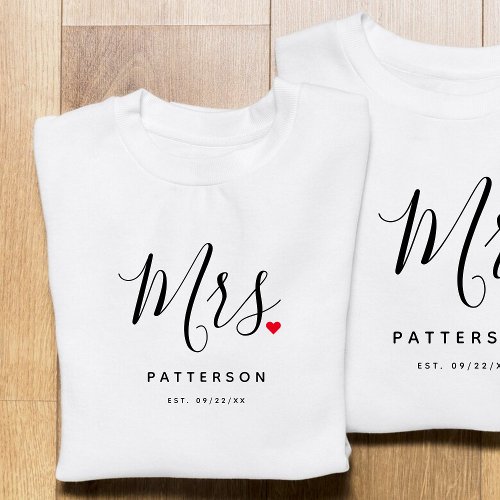 Stylish Mrs Custom Last Name  Date Wedding T_Shirt