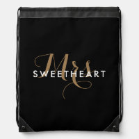 Stylish Mrs. & Name Text Drawstring Backpack