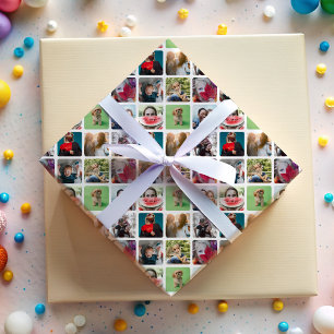 Stylish Multi Photo Collage Pattern  Wrapping Paper