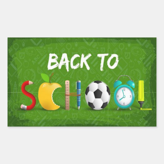 Stylish Multicoloured Back to School Rectangular Sticker (Front)