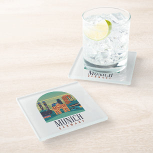 Stylish Munich Cityscape Germany Glass Coaster