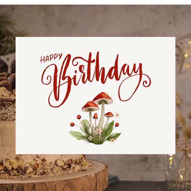 Stylish Mushroom Botanical Birthday Note Card (Creator Uploaded)