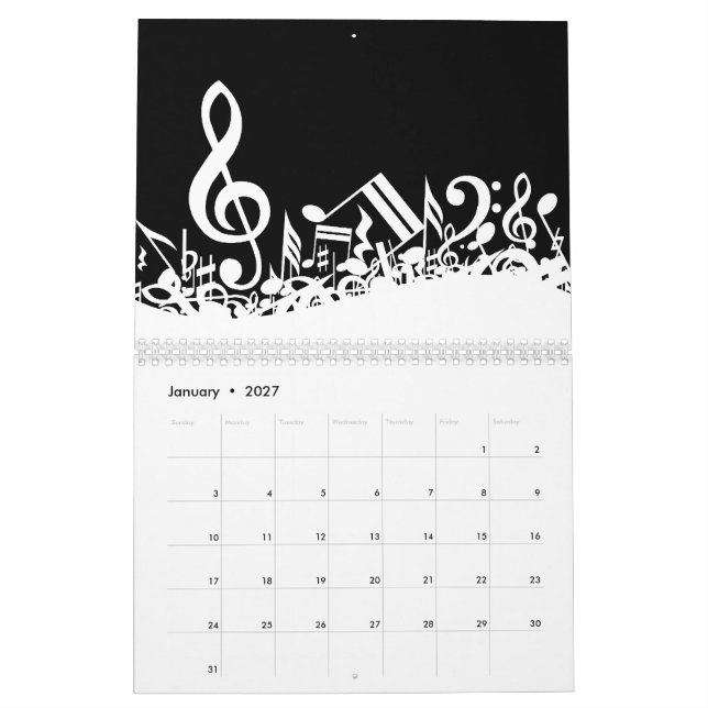 Stylish Music and Musical Notes Calendar | Zazzle