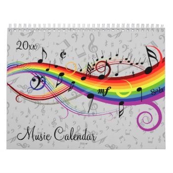 Stylish Music And Musical Notes Calendar by giftsbonanza at Zazzle