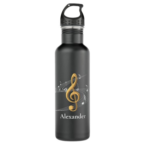Stylish Music Notes Gold Treble Clef  Stainless Steel Water Bottle