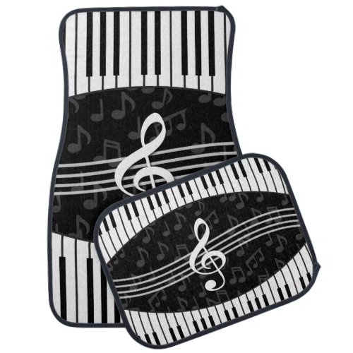 Stylish Music Notes Treble Clef and Piano Keys Car Floor Mat