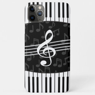 Stylish Music Notes Treble Clef and Piano Keys iPhone 11 Pro Max Case
