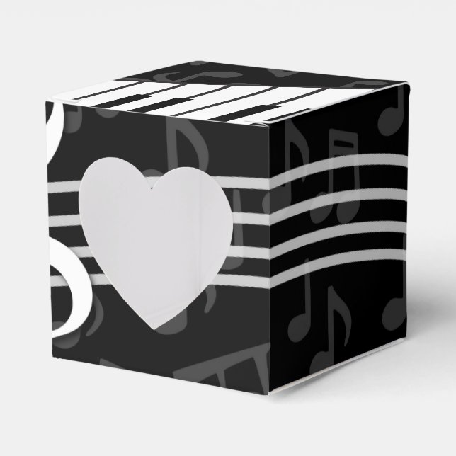 Stylish Music Notes Treble Clef and Piano Keys Favor Boxes (Front Side)