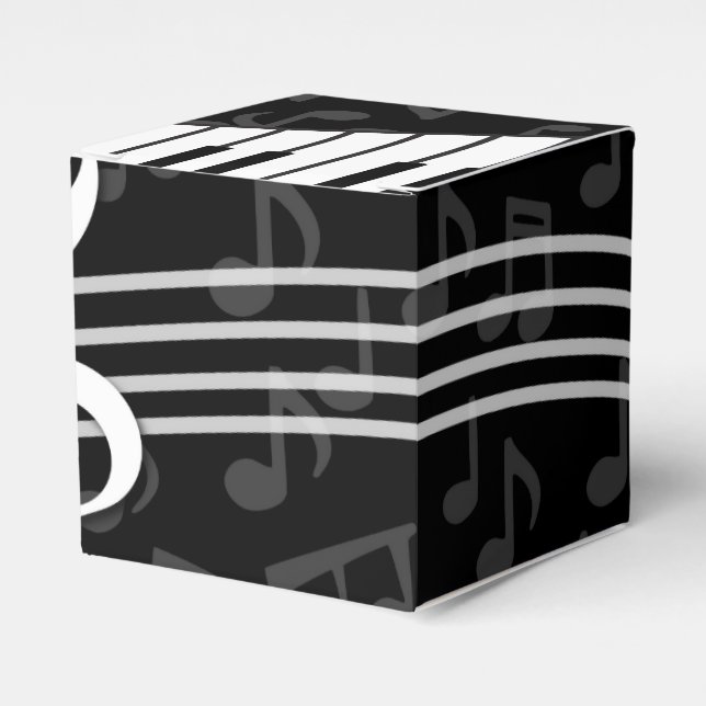 Stylish Music Notes Treble Clef and Piano Keys Favor Boxes (Front Side)