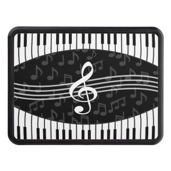 Stylish Music Notes Treble Clef And Piano Keys Hitch Cover by giftsbonanza at Zazzle
