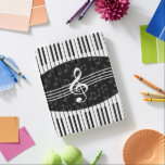 Stylish Music Notes Treble Clef and Piano Keys iPad Smart Cover<br><div class="desc">A stylish musical design in gray, black and white with a large treble clef in the center with curved piano keys creating a border at the top and bottom of the design with a subtle pattern of gray musical notes in the background. An eye-catching music gift for the pianist, music...</div>