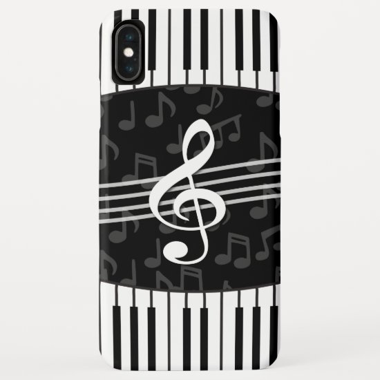 Stylish Music Notes Treble Clef and Piano Keys iPhone XS Max Case