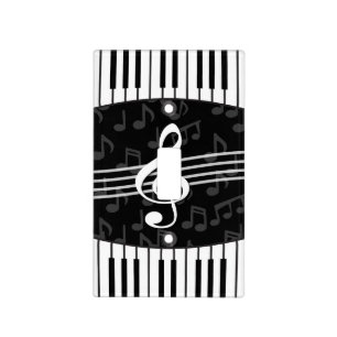 Stylish Music Notes Treble Clef and Piano Keys Light Switch Cover