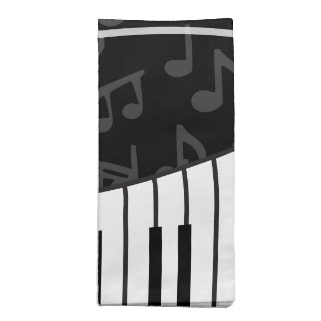 Stylish Music Notes Treble Clef and Piano Keys Napkin (Folded)