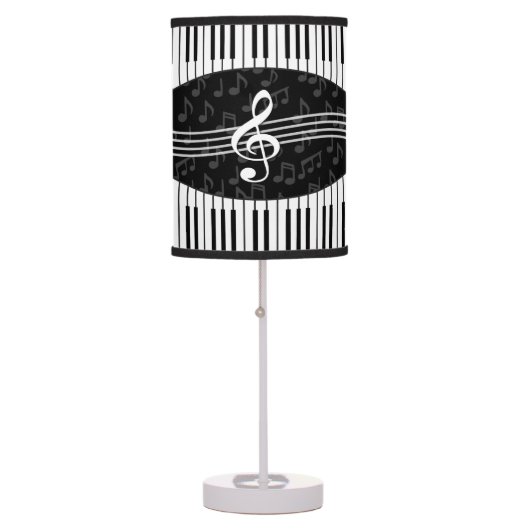 Stylish Music Notes Treble Clef and Piano Keys Table Lamp (Front)