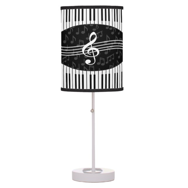 Stylish Music Notes Treble Clef and Piano Keys Table Lamp (Front)
