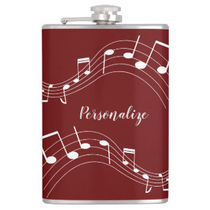 Stylish Music Notes Trendy Cool Gift Personalized Flask