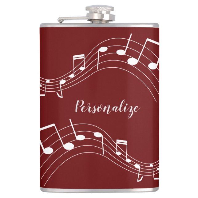 Stylish Music Notes Trendy Cool Gift Personalized  Flask (Front)