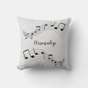 Stylish Music Notes Trendy Cool Personalized Throw Pillow