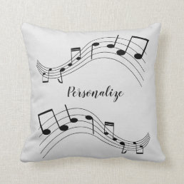 Stylish Music Notes Trendy Cool Personalized Throw Pillow