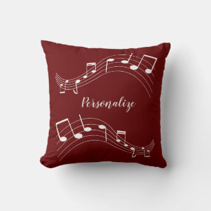 Stylish Music Notes Trendy Cool Personalized Throw Pillow