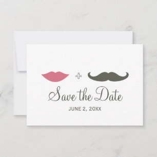 Stylish Mustache and Lips Save the Date