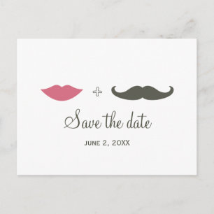Stylish Mustache and Lips Save the Date Announcement Postcard