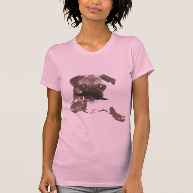 Stylish Mustache Pug Shirt (Front)