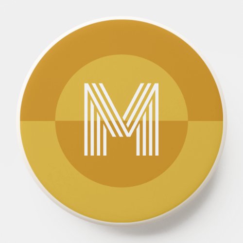 Stylish Mustard Yellow Geometric Modern Monogram PopSocket