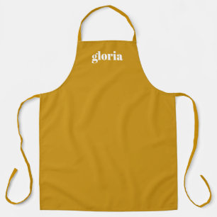 Stylish mustard yellow plain custom name apron