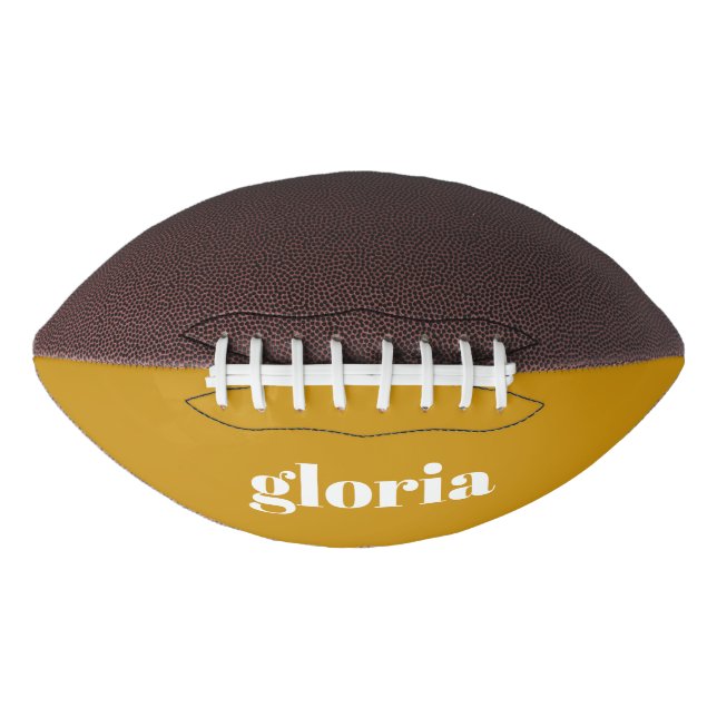 Stylish mustard yellow plain custom name football (Front)