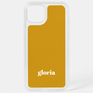 Stylish mustard yellow plain custom name iPhone 15 plus case