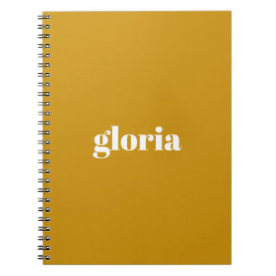 Stylish mustard yellow plain custom name notebook