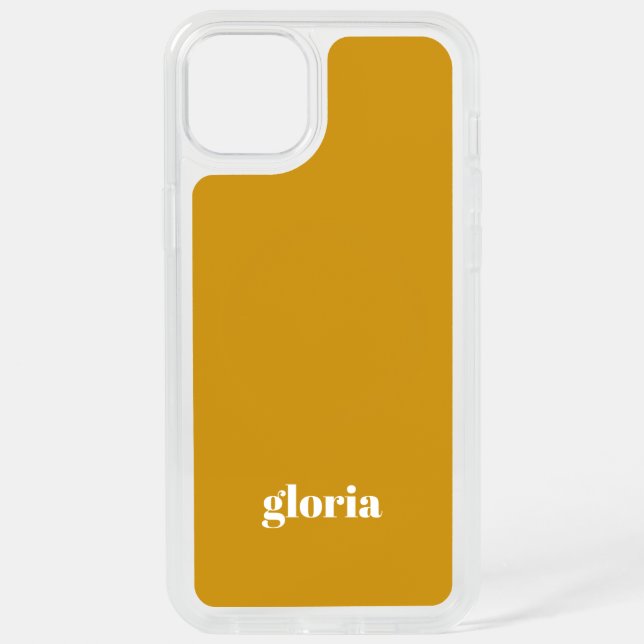 Stylish mustard yellow plain custom name otterbox iPhone case (Back)
