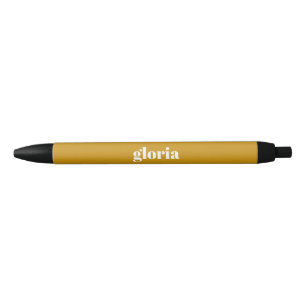 Stylish mustard yellow plain custom name pen