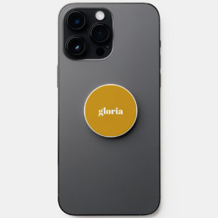 Stylish mustard yellow plain custom name PopSocket