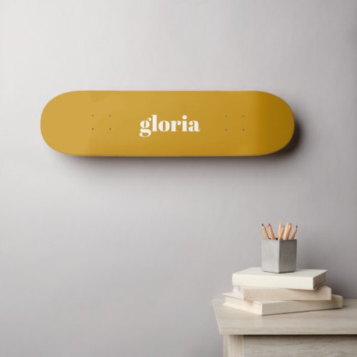 Stylish mustard yellow plain custom name skateboard