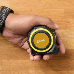 Stylish mustard yellow plain custom name tape measure
