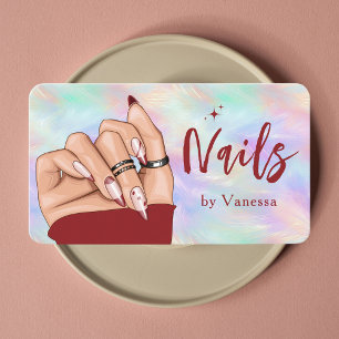 Stylish Nail Artist Iridescent Opal Beauty Salon Business Card