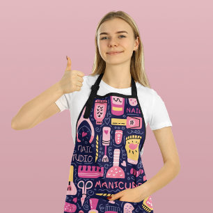 Stylish Nail Polish Bottles Manicurist Salon Apron