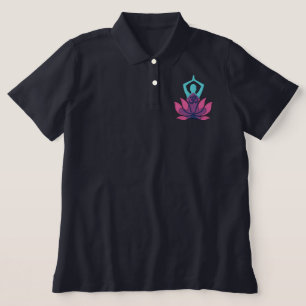 Stylish Namaste Lotus Om Yoga Pose Embroidery Embroidered Polo Shirt