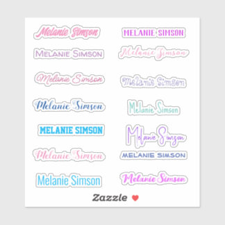 Stylish Name colorful pink violet blue Stickers