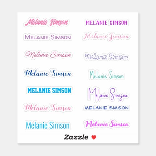Stylish Name  colorful  pink violet blue Stickers