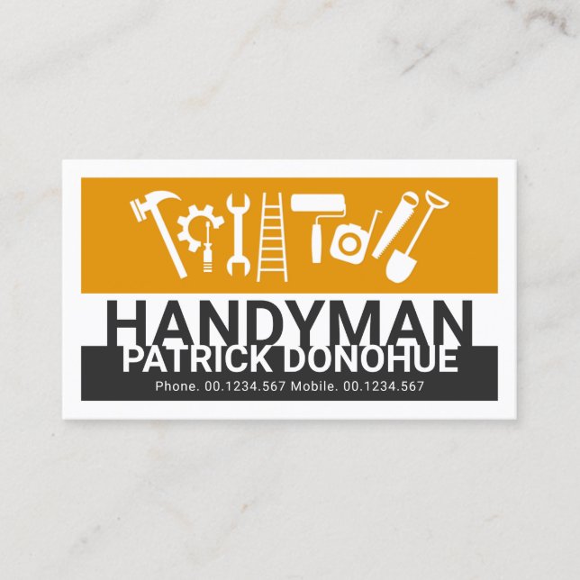 Stylish Name Handyman Signage Master Builder Business Card (Front)