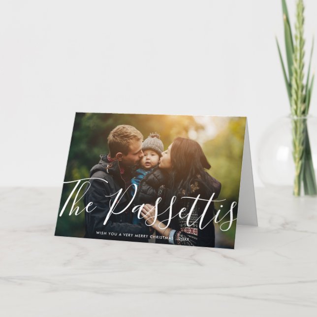 Stylish Name Holiday Greeting Card | Horizontal (Front)