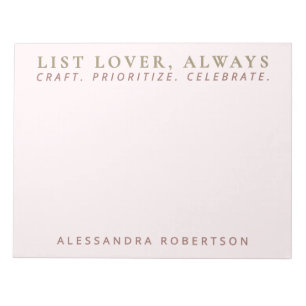 Stylish Name List Lover Pastel Pink Minimalist  Notepad