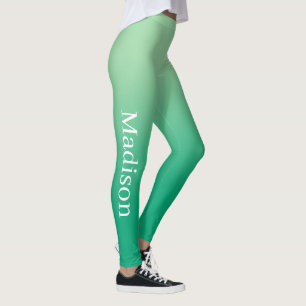 Stylish Name on Light to Dark Green Gradient Leggings