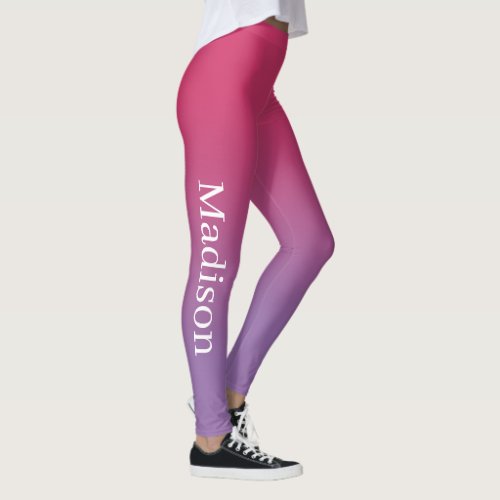 Stylish Name on Pink to Purple Gradient Leggings